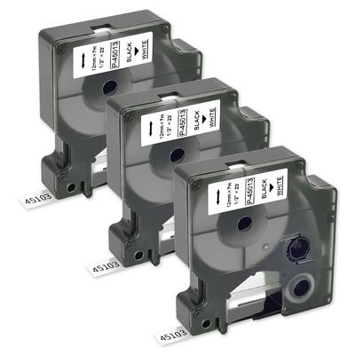 FITA COMPATIVEL P/DYMO 91200 TAG PAPEL 12MMX4MT PRETA>BRANCA