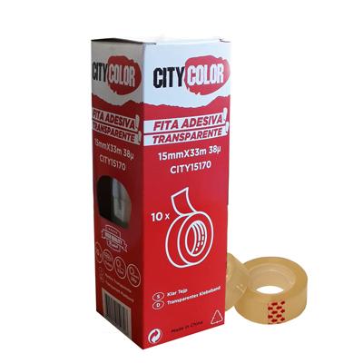 FITA ADESIVA 15MMX33M 38µ TRANSPARENTE CITYCOLOR CAIXA C/10 CITY15170